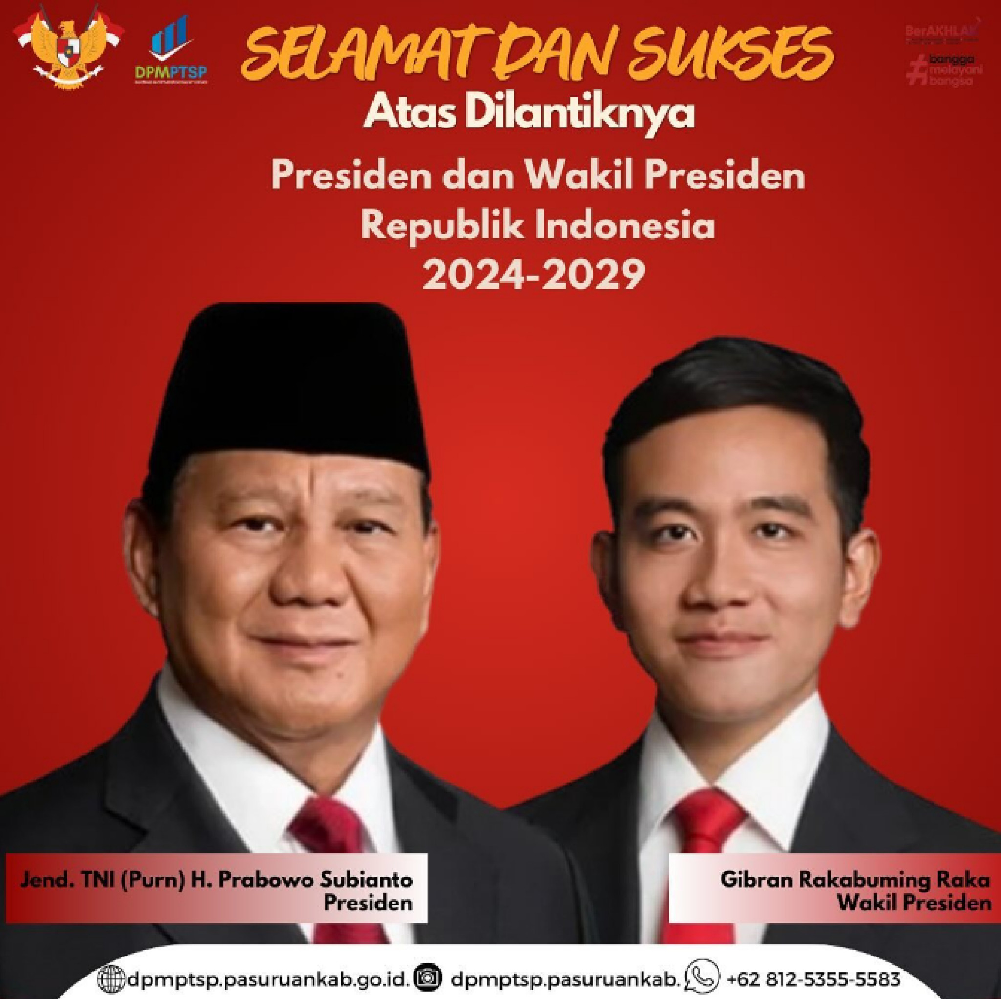 Selamat atas pelantikan Bapak Prabowo dan Bapak Gibran sebagai Presiden dan Wakil Presiden Republik Indonesia 2024-2029.